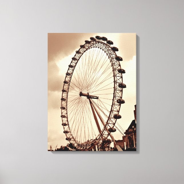 (UK) London Eye Vintage Wrapped Canvas (Front)