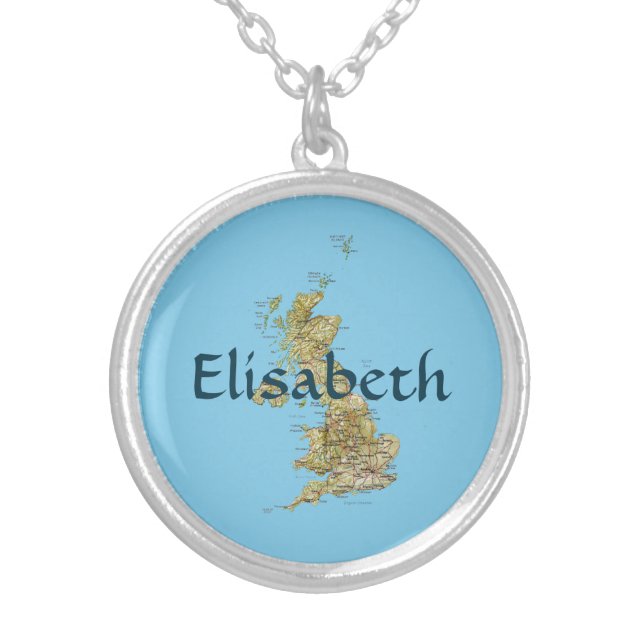 UK Map + Name Necklace (Front)