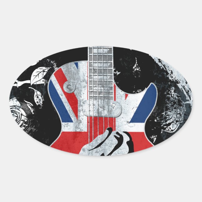UK Music Guitar Life Oval Sticker (Front)