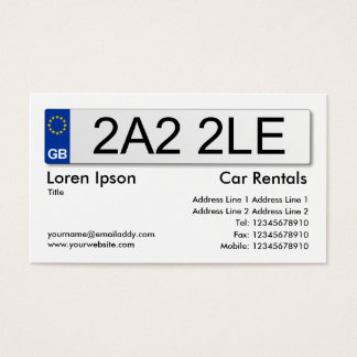 Number Plate Business Cards Templates Zazzle Uk Number Plate White Business Card