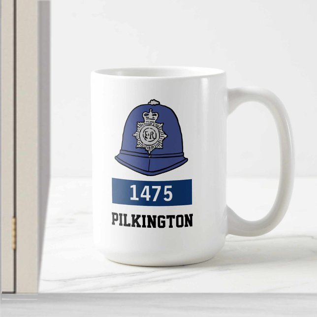 UK Police Constable Helmet - Add Number & Name Coffee Mug (Creator Uploaded)