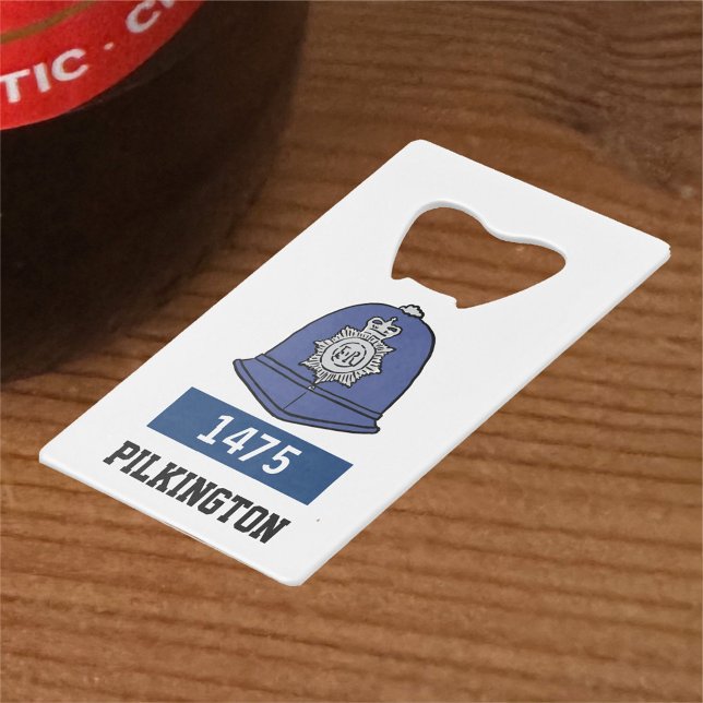 UK Police Constable Helmet - Add Number & Name Credit Card Bottle Opener (Creator Uploaded)