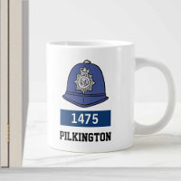 UK Police Constable Helmet - Add Number & Name Giant Coffee Mug