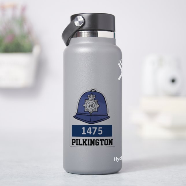 UK Police Constable Helmet with Name & Number Sticker (HydroFlask)