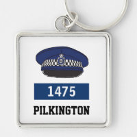 UK Police Flat Cap - Add Number & Name Keychain