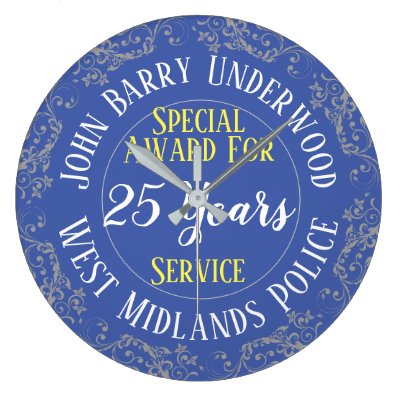 UK Police Long Service Award with Years Served Large Clock