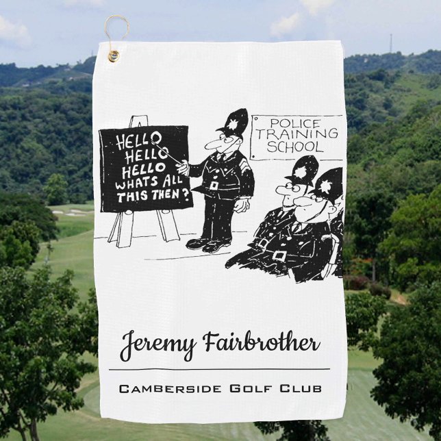 UK Police Training School Cartoon Golf Towel (Creator Uploaded)