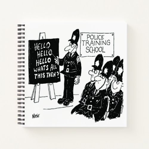 UK Police Training School Funny Cartoon Notebook