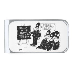 UK Police Training School Funny Cartoon Silver Finish Money Clip
