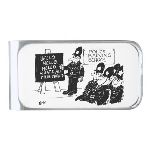 UK Police Training School Funny Cartoon Silver Finish Money Clip