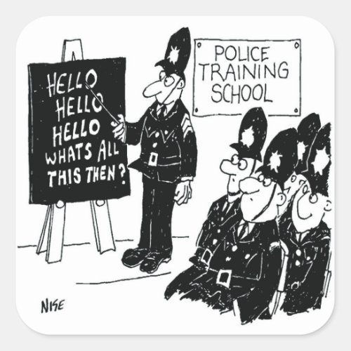 UK Police Training School Funny Cartoon Square Sticker