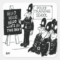 UK Police Training School Funny Cartoon Square Sticker