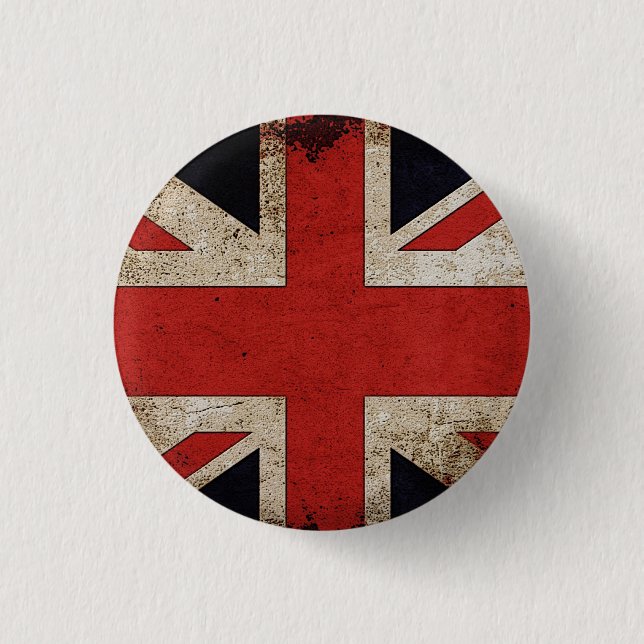 UK Pride Grunge UK Flag Pinback Button (Front)