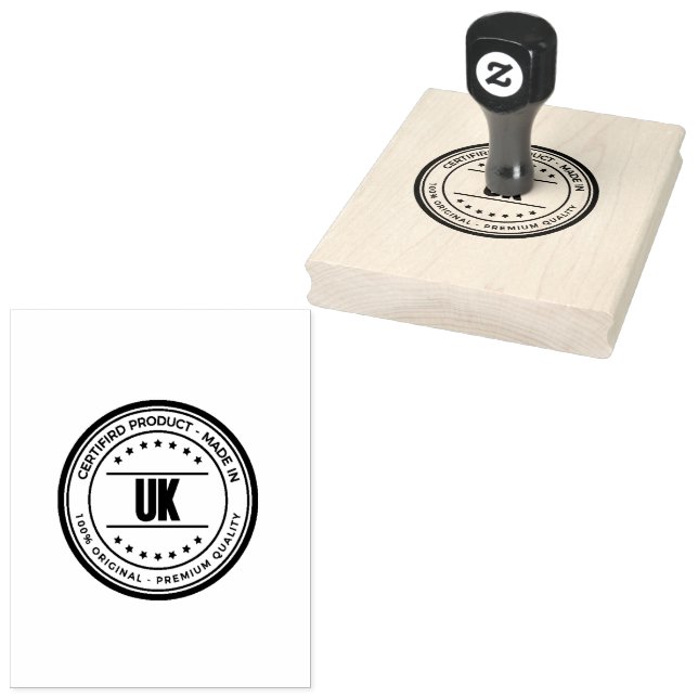 UK Print Wooden Orientation Vertical Emerald Green Rubber Stamp (Stamped)