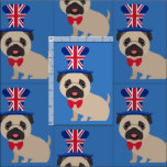 UK Pug with Union Jack Hat Fabric