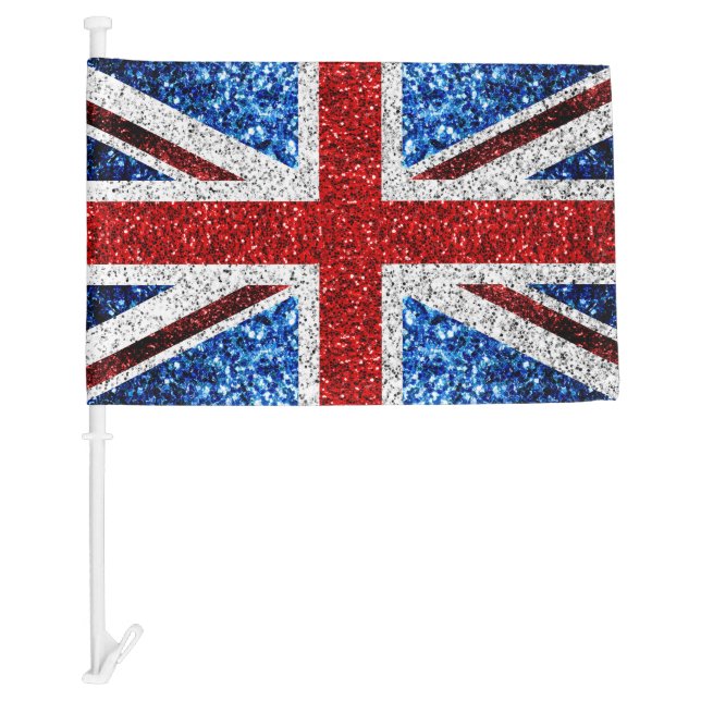 UK red blue white sparkles glitters Car Flag (Front)