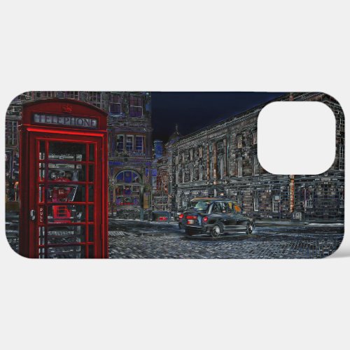 UK Red Phone Box and Black Cab at Night iPhone 12 Pro Max Case