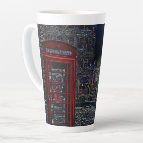 UK Red Phone Box and Black Cab at Night Latte Mug