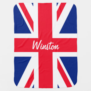 UK Union Jack British Flag Personalized Swaddle Blanket