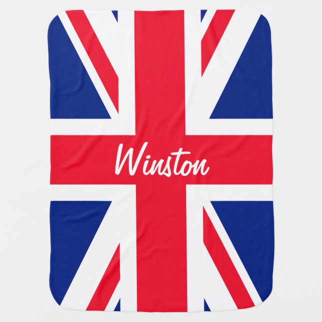 UK Union Jack British Flag Personalized Swaddle Blanket (Front)