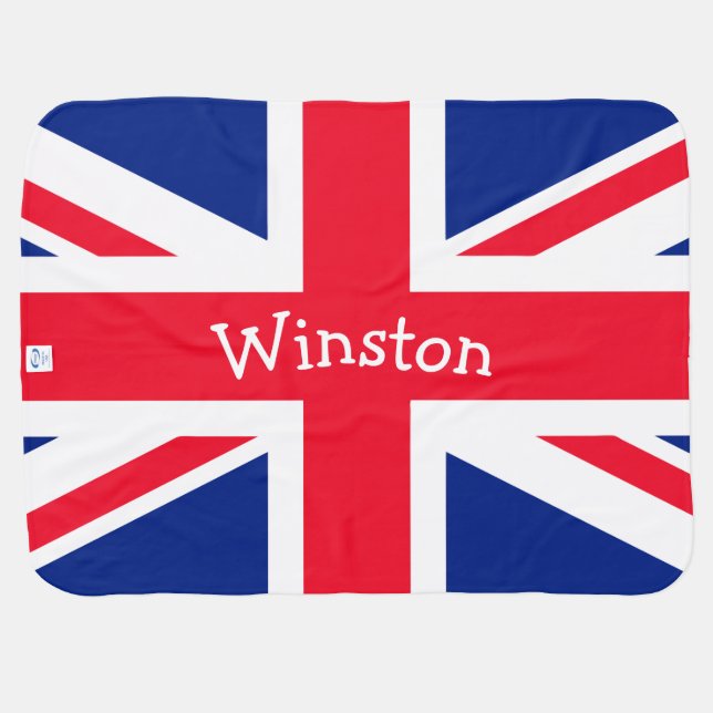 UK Union Jack British Patriotic Flag (2 sided) Receiving Blanket (Back Horizontal)