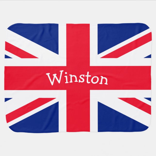 UK Union Jack British Patriotic Flag Receiving Blanket (Horizontal)