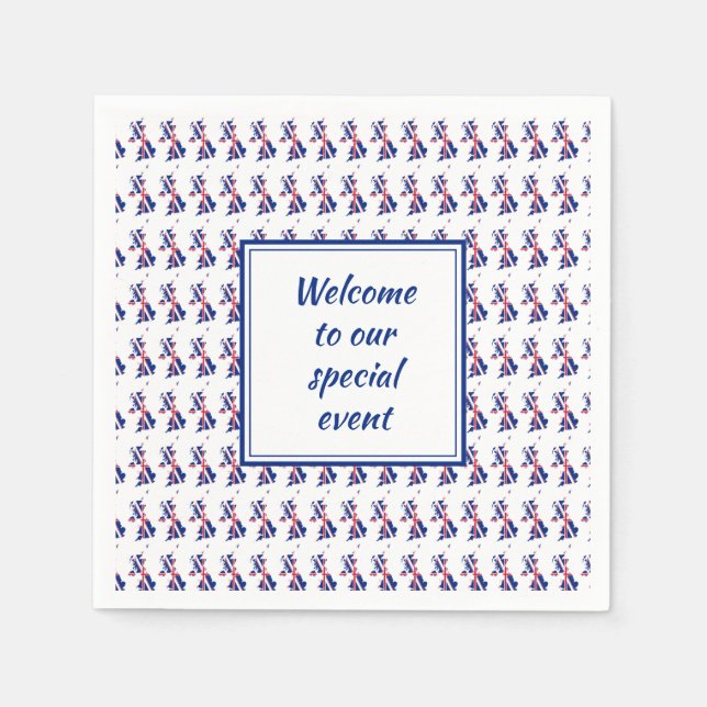UK UNION JACK Custom Add Your Text Patriotic Paper Napkins (Front)