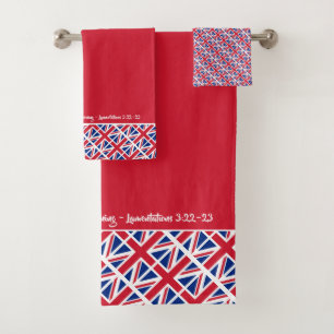 UK UNION JACK Custom Patriotic RED Bath Towel Set