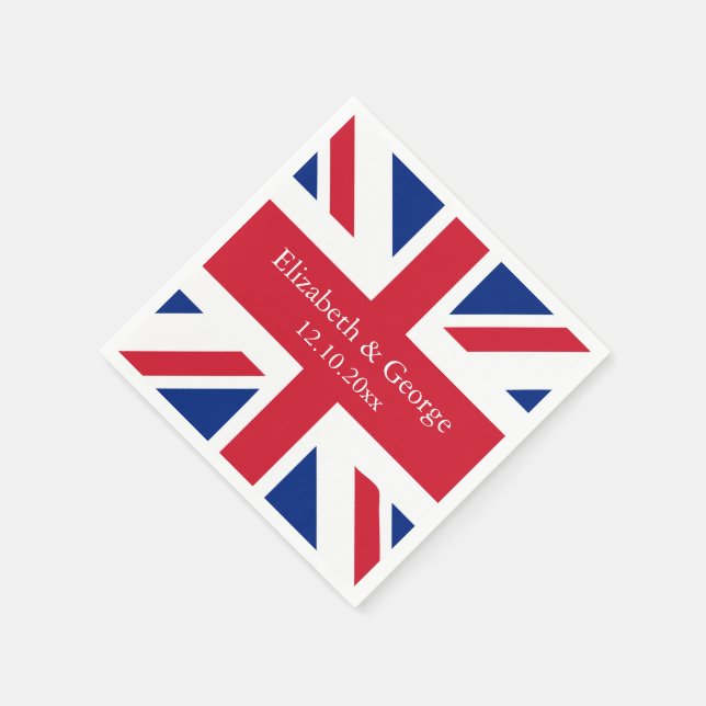 UK Union Jack Flag British Wedding Paper Napkins (Corner)