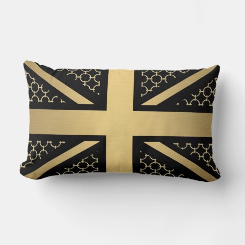 UK Union Jack Flag Gold Equestrian Rings Lumbar Pillow