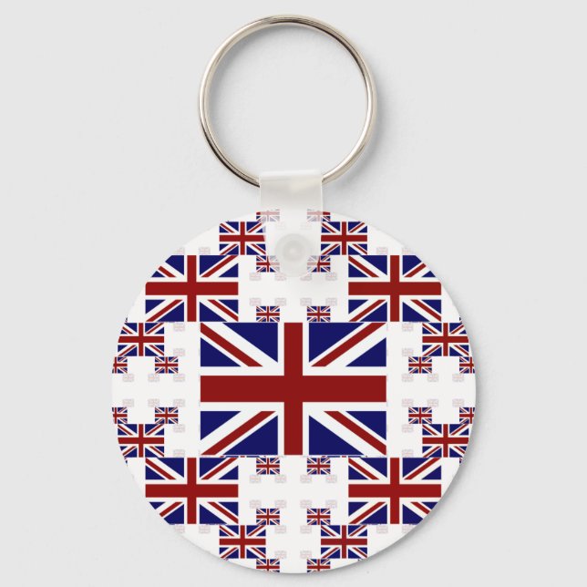 UK Union Jack Flag in Layers #2 Keychain (Front)