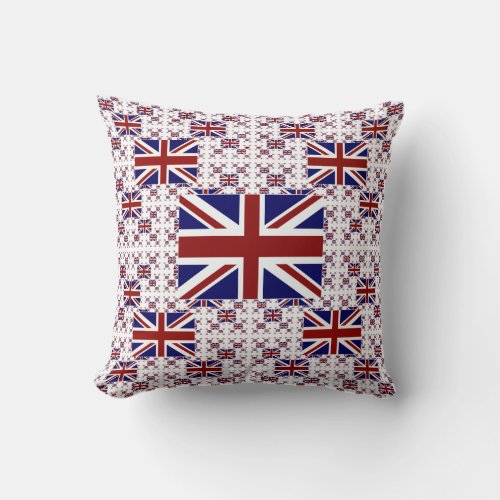 UK Union Jack Flag in Layers Throw Pillow