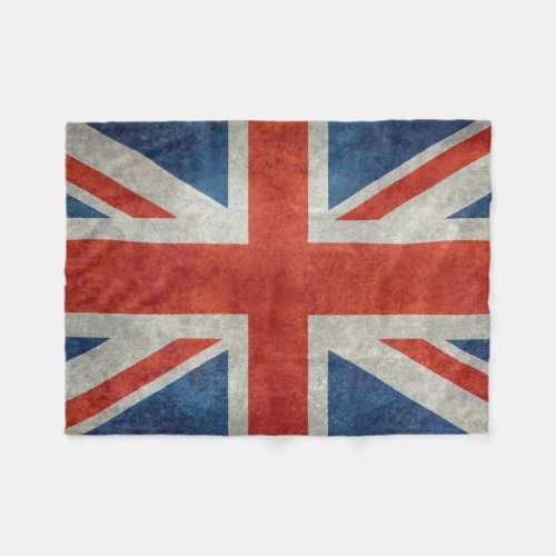 UK Union Jack Flag in retro style vintage textures Fleece Blanket