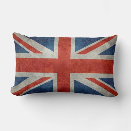 UK Union Jack Flag in retro style vintage textures Lumbar Pillow