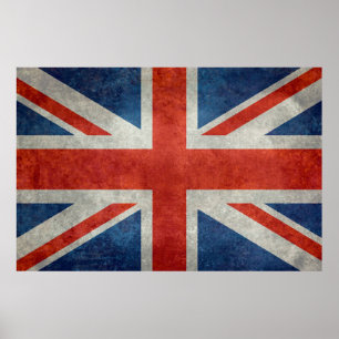 UK Union Jack Flag in retro style vintage textures Poster