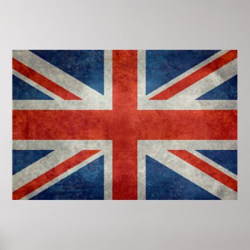 Uk Union Jack Flag In Retro Style Vintage Textures Poster by Lonestardesigns2020 at Zazzle