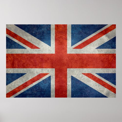 UK Union Jack Flag in retro style vintage textures Poster