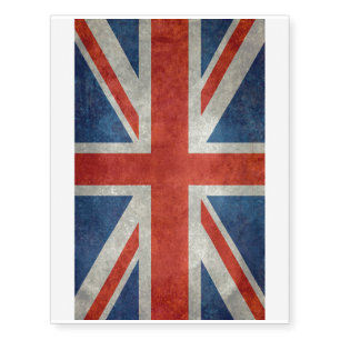 UK Union Jack Flag in retro style vintage textures Temporary Tattoos