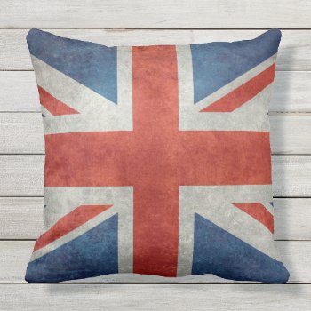 Uk Union Jack Flag In Retro Style Vintage Textures Throw Pillow by Lonestardesigns2020 at Zazzle