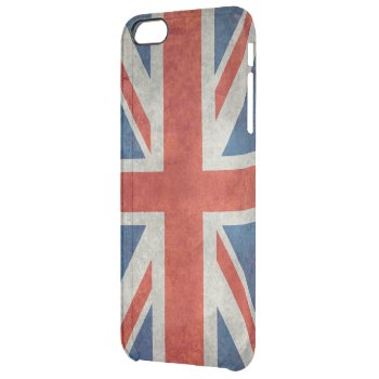 Uk Union Jack Flag In Retro Style Vintage Textures Clear Iphone 6 Plus Case by Lonestardesigns2020 at Zazzle