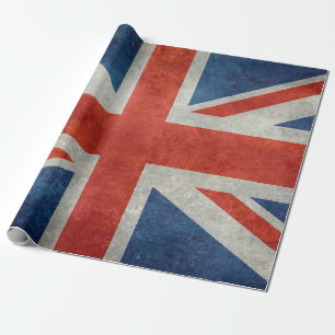 UK Union Jack Flag in retro style vintage textures Wrapping Paper