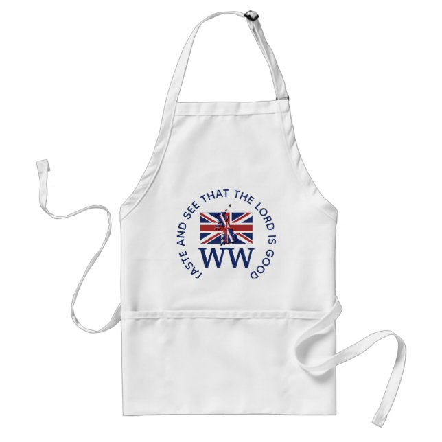 UK UNION JACK Flag MONOGRAM Customized Scripture Adult Apron (Front)