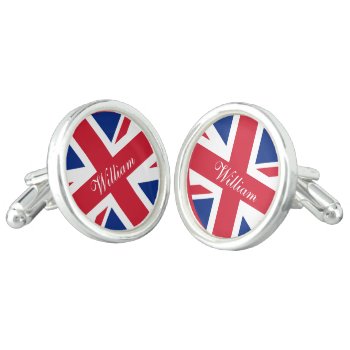 Uk Union Jack Flag Personalized Cufflinks by Ricaso_Designs at Zazzle