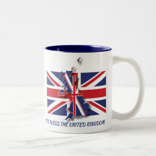 UK UNION JACK FLAG Scripture Custom Text Patriotic Two-Tone Coffee Mug