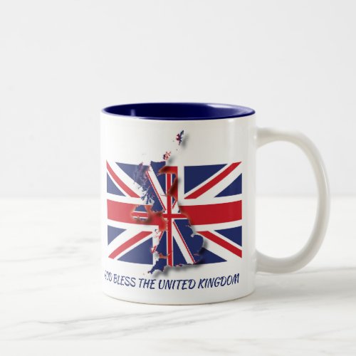 UK UNION JACK FLAG Scripture Custom Text Patriotic Two_Tone Coffee Mug