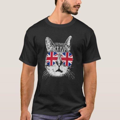 UK Union Jack Flag United Kingdom England Cat Brit T_Shirt