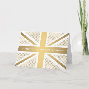 UK Union Jack Flag with Gold Equestrian Pattern Card
