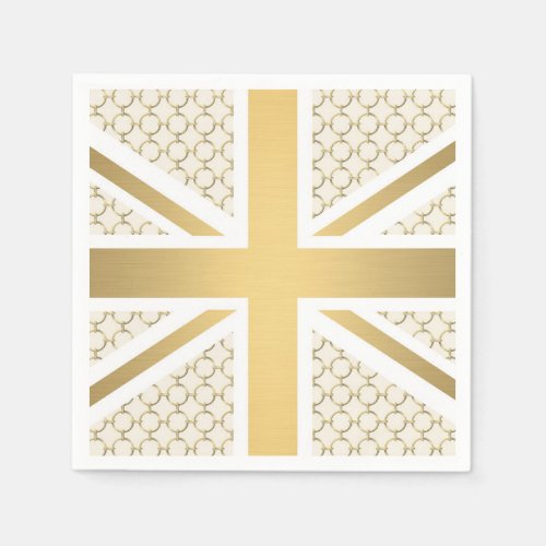 UK Union Jack Flag with Gold Equestrian Pattern Napkins