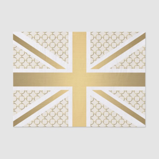 UK Union Jack Flag with Gold Equestrian Pattern Tissue Paper (Front)