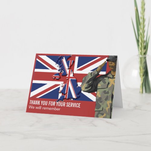 UK Union Jack REMEMBRANCE DAY Armed Forces Card